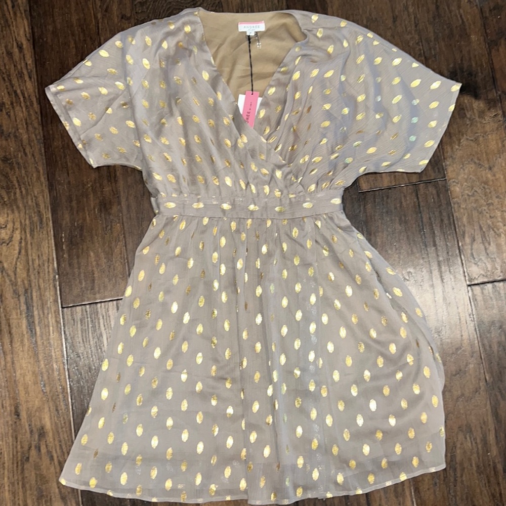 Andree wrap metallic dot dress medium